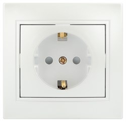 Intro Розетка Plano 1-206-06 с заземлением 2P+E Schuko со шторками, 16А-250В, IP20, СУ, перламутр Б0053929 - фото 76537