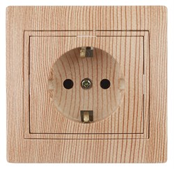 Intro Розетка Plano 1-202-11 с заземлением 2P+E Schuko, 16А-250В, IP20, СУ, сосна Б0053887 - фото 76546