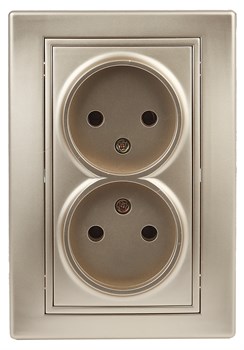 Intro Розетка Plano 1-204-04 без заземления двойная 2х2P, 16А-250В, IP20, СУ, Plano, шампань Б0053909 - фото 76548