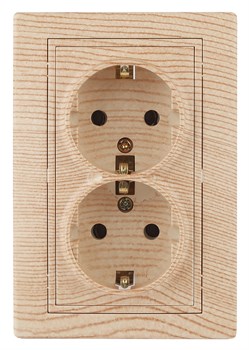Intro Розетка Plano 1-205-11 с заземлением двойная 2X2P+E Schuko, 16А-250В, IP20, СУ, сосна Б0053922 - фото 76550
