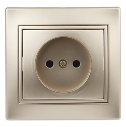 Intro Розетка Plano 1-201-04 без заземления 2P, 16А-250В, IP20, СУ, шампань Б0053865 - фото 76569