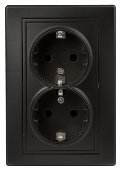 Intro Розетка Plano 1-205-05 с заземлением двойная 2X2P+E Schuko, 16А-250В, IP20, СУ, антрацит Б0053919 - фото 76574
