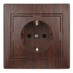 Intro Розетка Plano 1-202-10 с заземлением 2P+E Schuko, 16А-250В, IP20, СУ, венге Б0053885 - фото 76583
