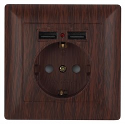 Intro 4-410-10 Розетка P+E Schuko со шторками, 16А-250В + 2хUSB, СУ, Solo, венге (10/100/2500) Б0043408 - фото 76584