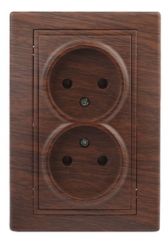 Intro Розетка Plano 1-204-10 без заземления двойная 2х2P, 16А-250В, IP20, СУ, венге Б0053913 - фото 76585