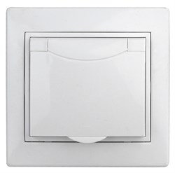 Intro Розетка Plano 1-207-01 с заземлением 2P+E Schuko с крышкой шторками, 16А-250В, IP20, СУ, белый Б0053932 - фото 76594