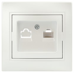 Intro Розетка Plano 1-303-06 информационная RJ45, IP20, СУ, перламутр Б0053987 - фото 76603