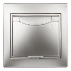 Intro Розетка Plano 1-203-03 с заземлением 2P+E Schuko с крышкой, 16А-250В, IP20, СУ, алюминий Б0053892 - фото 76608