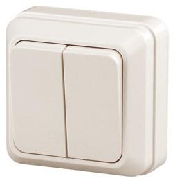 Intro Выключатель Quadro 2-104-02 двухклавишный 10А-250В, IP20, ОУ, слоновая кость Б0053759 - фото 76628