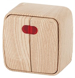 Intro 3-105-11 Выключатель двойной с подсветкой, 10А-250В, IP20, ОУ, Polo, сосна (18/360/2880) Б0036106 - фото 76633