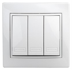 Intro Выключатель Plano 1-106-01 тройной, 10А-250В, IP20, СУ, Plano, белый Б0053788 - фото 76642