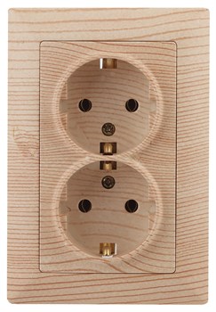 Intro Розетка Solo 4-205-11 с заземлением двойная 2X2P+E Schuko, 16А-250В, IP20, СУ, сосна Б0053680 - фото 76644