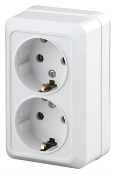 Intro Розетка Quadro 2Э-204-01 двойная с заземлением 2х2P+E Schuko, 16А-250В, IP20, ОУ, без монтажной пластины, белый Б0053910 - фото 76646