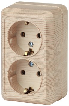 Intro Розетка Quadro 2-204-11 с заземлением двойная 2х2P+E Schuko, 16А-250В, IP20, ОУ, сосна Б0053807 - фото 76655