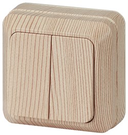 Intro Выключатель Quadro 2-104-11 двухклавишный 10А-250В, IP20, ОУ, сосна Б0053763 - фото 76660