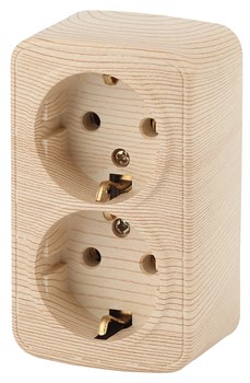 Intro Розетка Polo 3-204-11 с заземлением двойная 2х2P+E Schuko, 16A-250В, IP20, ОУ, сосна Б0053578 - фото 76676