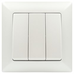 Intro Выключатель Solo 4-106-06 трехклавишный 10А-250В, IP20, СУ, перламутр Б0053606 - фото 76683