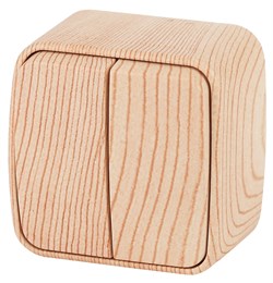 Intro Выключатель Polo 3-104-11 двухклавишный, 10A-250В, IP20, ОУ, сосна Б0053541 - фото 76684