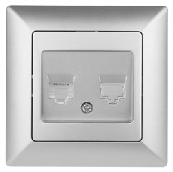 Intro 4-302-03 Розетка телефонная RJ11, СУ, Solo, алюминий (10/200/2000) Б0043377 - фото 76713