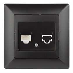 Intro 4-302-05 Розетка телефонная RJ11, СУ, Solo, антрацит (10/200/2000) Б0043379 - фото 76715