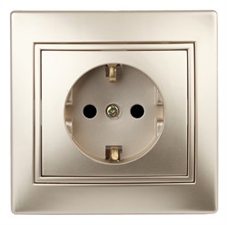 Intro Розетка Plano 1-202-04 с заземлением 2P+E Schuko, 16А-250В, IP20, СУ, шампань Б0053879 - фото 76717