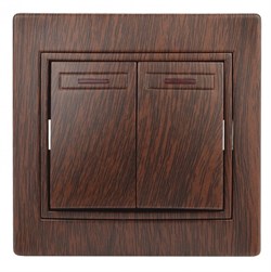Intro 1-105-10 Выключатель двойной с подсветкой, 10А-250В, IP20, СУ, Plano, венге (10/200/2400) Б0030048 - фото 76729