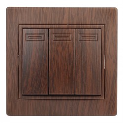 Intro 1-106-10 Выключатель тройной, 10А-250В, IP20, СУ, Plano, венге (10/200/2400) Б0030052 - фото 76732