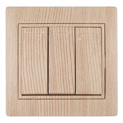 Intro 1-106-11Выключатель тройной, 10А-250В, IP20, СУ, Plano, сосна (10/200/2400) Б0030053 - фото 76734