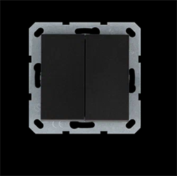 Jasmart Выключатель двухклавишный проходной 10A 250V~ с накладкой, цвет Антрацит G3022B - фото 76760