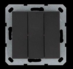 Jasmart Выключатель трехклавишный 10A 250V~ с накладкой, цвет Антрацит G3031B - фото 76766