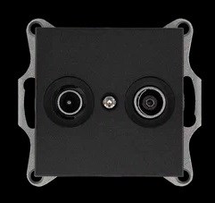 Jasmart Розетка TV+FM Φ9.5mm проходная с накладкой, цвет Антрацит G6205B - фото 76771