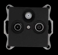 Jasmart Розетка TV+FM+SAT Φ9.5mm проходная с накладкой, цвет Антрацит G6207B - фото 76773