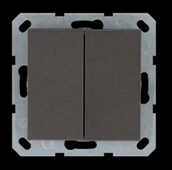 Jasmart Выключатель двухклавишный проходной 10A 250V~ с накладкой, цвет Мокко G3022Z - фото 76795