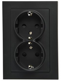 Jasmart Розетка SHUKO© двойная с защитными шторками 16A 250V~ 2P+T, цвет Антрацит G5504B - фото 76806