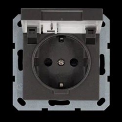 Jasmart Розетка SHUKO© с крышкой и защитными шторками 16A 250V~ 2P+T, цвет Мокко G5505Z - фото 76816