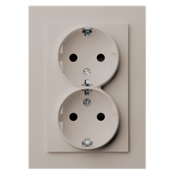 Jasmart Розетка SHUKO© двойная с защитными шторками 16A 250V~ 2P+T, цвет Тауп G5504T - фото 76822