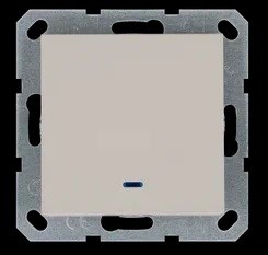 Jasmart Выключатель одноклавишный проходной со светодиодом 10A 250V~ с накладкой, цвет Тауп G3012NT - фото 76836