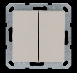 Jasmart Выключатель двухклавишный 10A 250V~ с накладкой, цвет Тауп G3023T - фото 76838