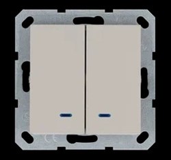 Jasmart Выключатель двухклавишный со светодиодами 10A 250V~ с накладкой, цвет Тауп G3023NT - фото 76839