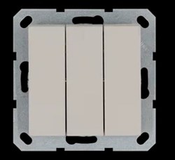 Jasmart Выключатель трехклавишный 10A 250V~ с накладкой, цвет Тауп G3031T - фото 76842