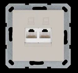 Jasmart Интернет-розетка RJ45 двойная с накладкой, цвет Тауп G6106T - фото 76845