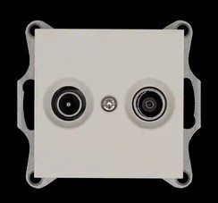 Jasmart Розетка TV+FM Φ9.5mm проходная с накладкой, цвет Тауп G6205T - фото 76847