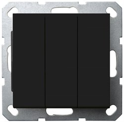 Jasmart G Черный матовый Выключатель 3-кл 10A 250V~ G3031PB - фото 76877