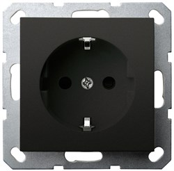 Jasmart G Черный матовый Розетка с/з со шторками 16A 250V~ G5501PB - фото 76881