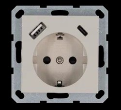 Jasmart Розетка SHUKO© с USB A+C с защитными шторками 16A 250V~ 2P+T USB 25W, цвет Тауп G5501USB-25T - фото 76905