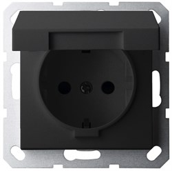 Jasmart G Черный матовый Розетка с/з со шторками с крышкой 16A 250V~ G5505PB - фото 76906