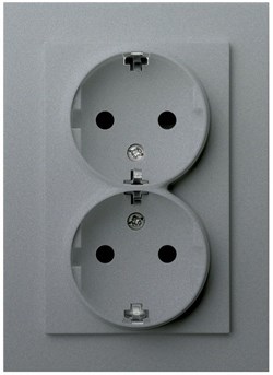 Jasmart G Алюминий Розетка с/з двойная со шторками 16A 250V~ G5504S - фото 76938