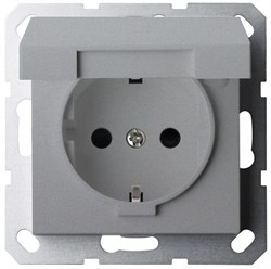 Jasmart G Алюминий Розетка с/з со шторками с крышкой 16A 250V~ G5505S - фото 76993