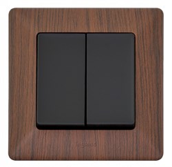 Legrand Valena Life Black выключатель двухклавишный 10А 250В с лицевой панелью. Безвинтовые зажимы, антрацит. 756305 - фото 77081