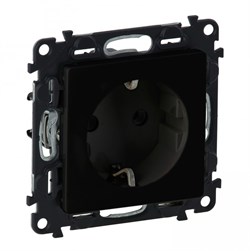 Legrand Valena Life Black Силовая розетка 2К+З 16А 250В с защитными шторками. Безвинтовые зажимы. С лицевой панелью, антрацит. 756320 - фото 77113